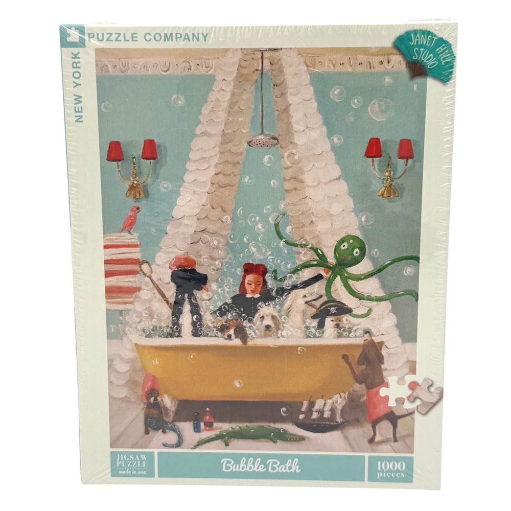 New York Puzzle Company Bubble Bath 1000 Piece Jigsaw Puzzle Janet Hill Studio